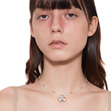 Tasty / Heart Shape Metal Pendant Pearl Necklace