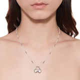 Tasty / Heart Shape Metal Pendant Pearl Necklace