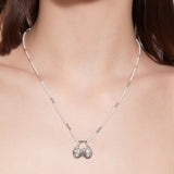 Tasty / Heart Shape Metal Pendant Pearl Necklace