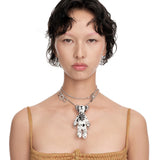 Paradise / Black Zircon Bear Pendant Necklace