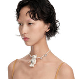 Paradise / Long Hair Bear Flowers Pendant Necklace