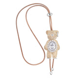 Paradise / Wooden Bear Gemstone Leather Chain