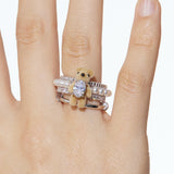 Paradise / Mini Flocked Bear Layers Pearl Ring
