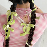 Paradise / Apple Peel Bow Pearl Necklace