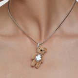 Paradise / Flocked Bear Gemstone Necklace