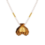 Tasty / Heart Shape Shell Pendant Pearl Necklace