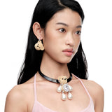 Paradise / Flocked Bear Head Gemstone Earring