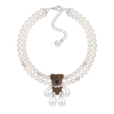 Paradise / Pearl Limbs Bear Double Layer Necklace