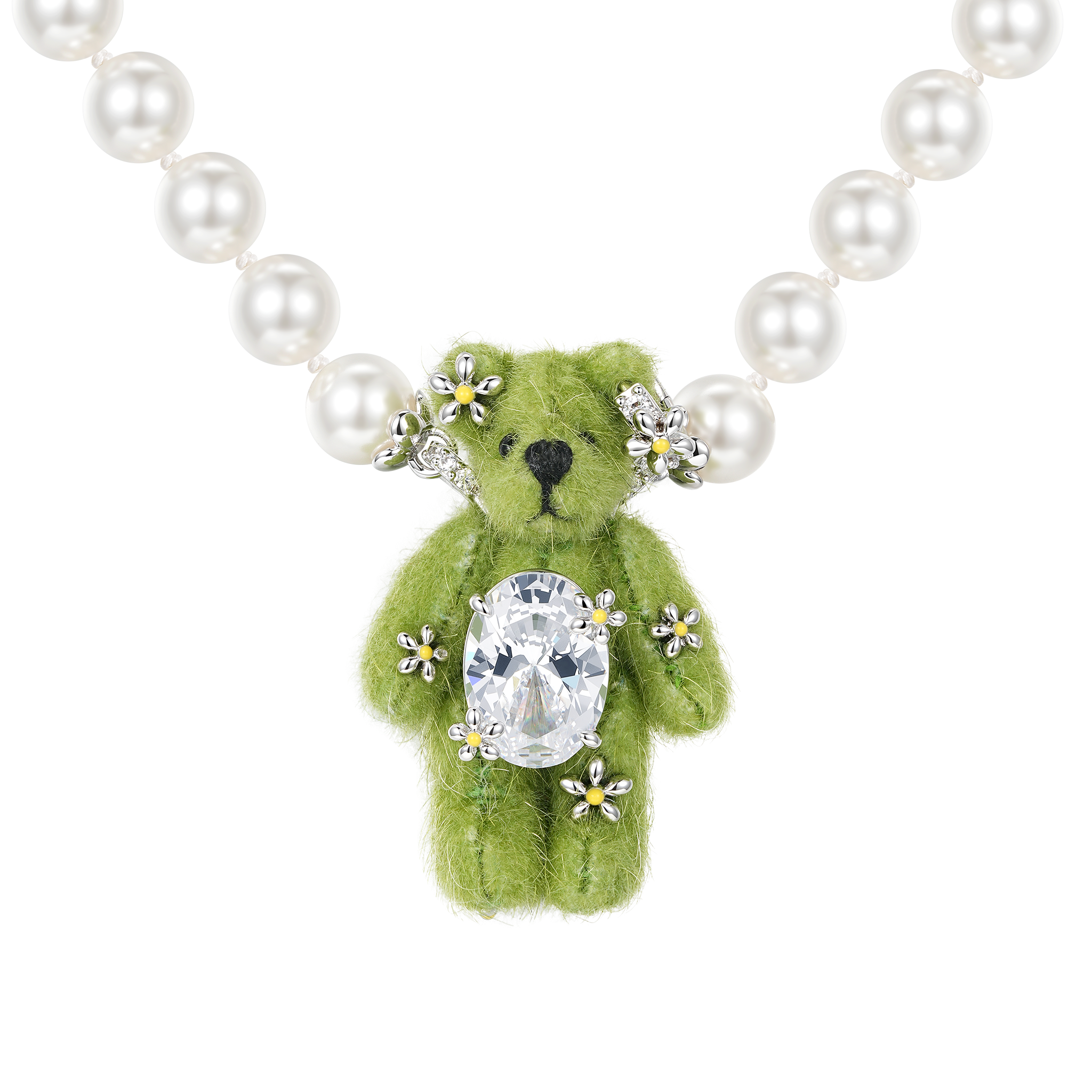 Paradise / Grass Fabric Bear Pearl Necklace – YVMIN