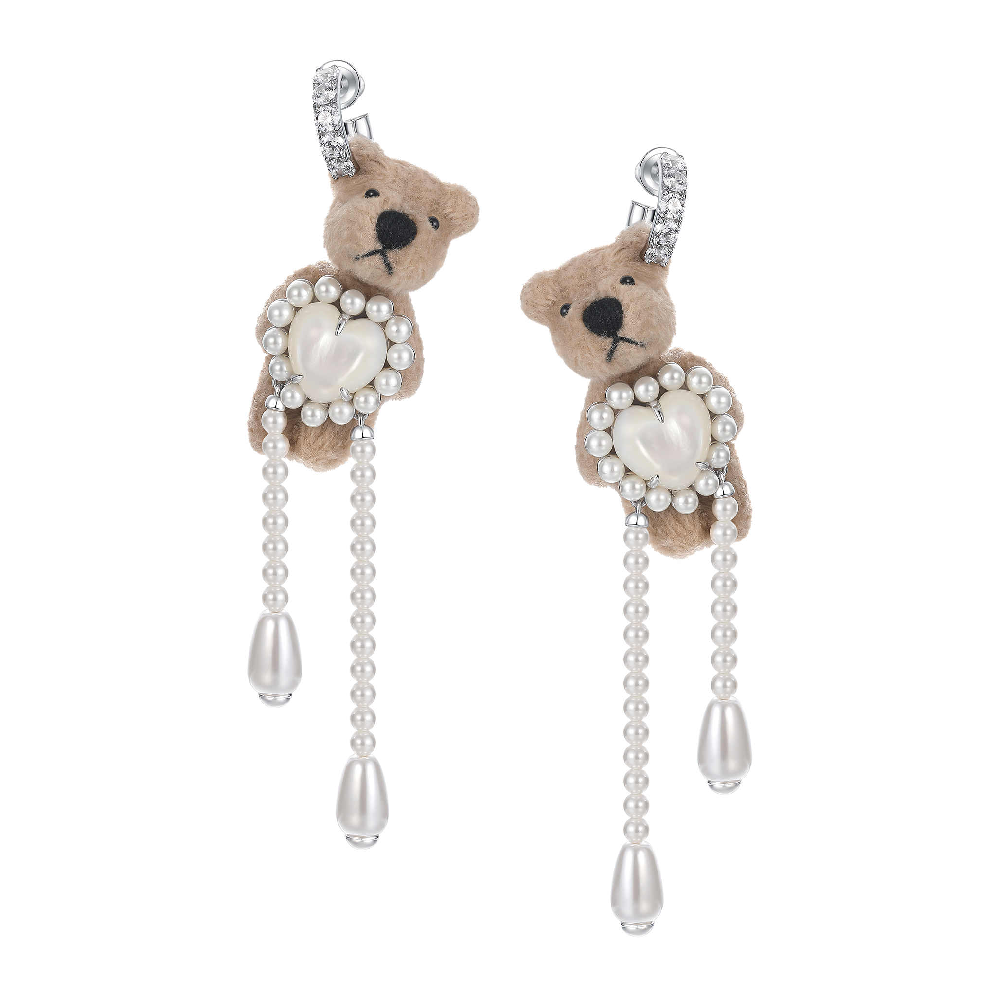 Paradise / Heart Shell Pearl Tassel Bear Earring – YVMIN Paradise / Heart Shell Pearl Tassel Bear Earring – YVMIN