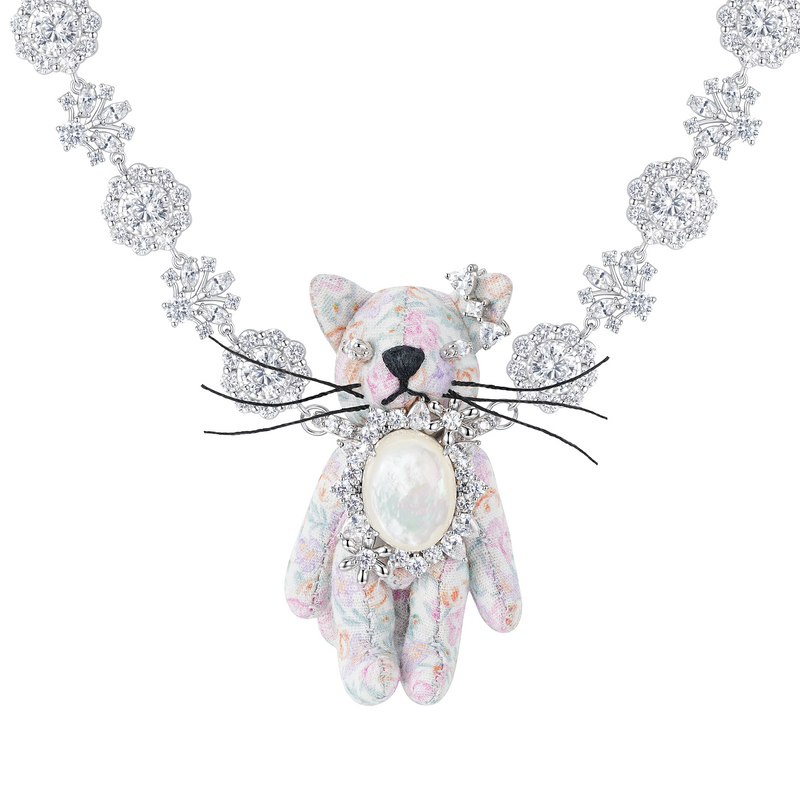 Paradise / Floral Cat Gem Flower Necklace