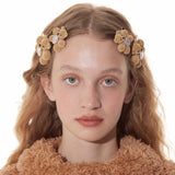 Paradise / Flocked Bear Gemstone Flower Hair Clip