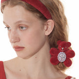Paradise / Flocked Bear Gemstone Flower Hair Tie
