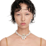 Paradise / Pearl Limbs Bear Double Layer Necklace