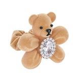 Paradise / Flocked Bear Gemstone Flower Hair Tie