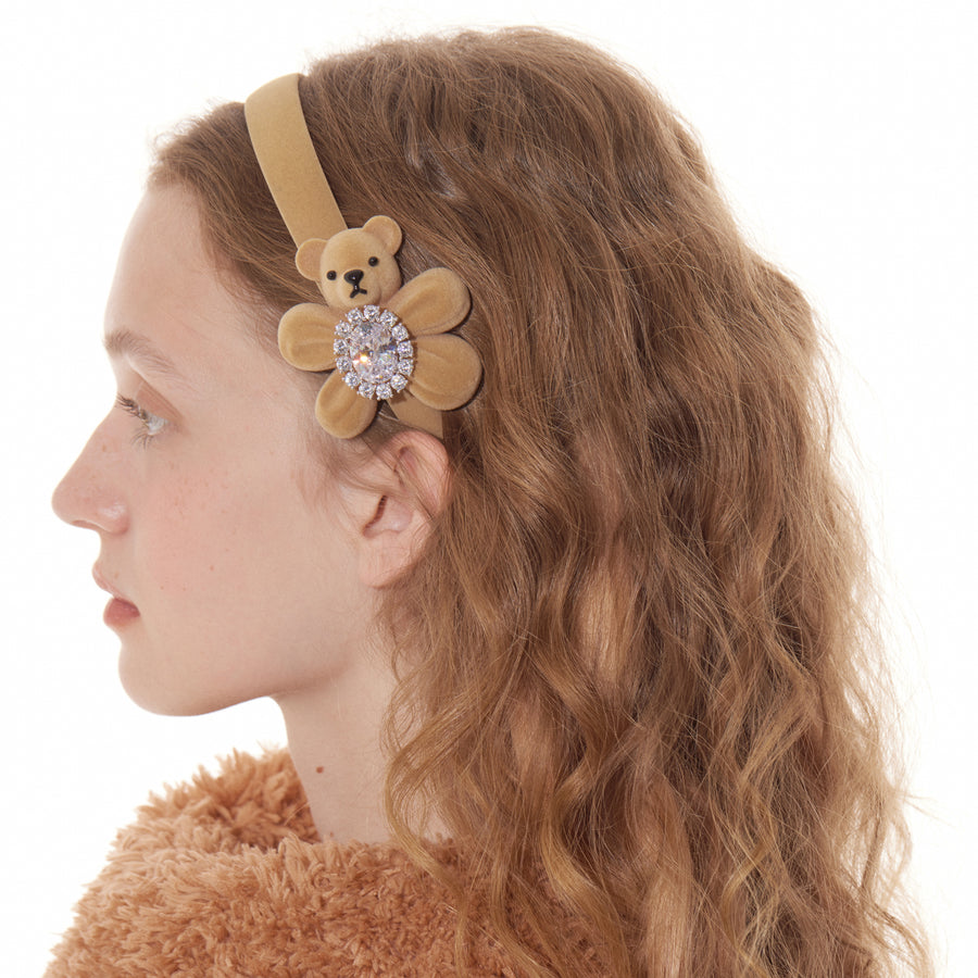 Paradise / Flocked Bear Gemstone Flower Hair Band