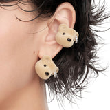 Paradise / Flocked Bear Head Earring