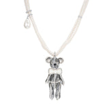 Paradise / Nacre Bowknot Bear Pendant Necklace