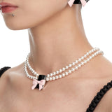 YVMIN X SHUSHUTONG / Square Bowknot Pearl Necklace