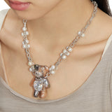 Paradise / Large Multi-Colored Pearlescent Bear Chain Necklace