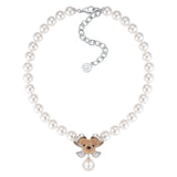Paradise / Bear Head Bow Pearl Necklace