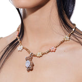 Paradise / Wooden Bear Pearl Flower Necklace