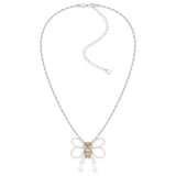 Paradise / Mini Flocked Bear Pearl Bowknot Necklace