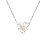 Ripple / Heart Shaped Flower Pendant Necklace