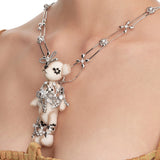 Paradise / Pearl Bowknot Bear Pendant Necklace