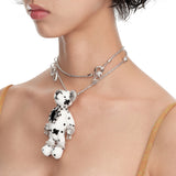 Paradise / Black Zircon Bear Pendant Necklace