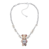 Paradise / Large Multi-Colored Pearlescent Bear Chain Necklace