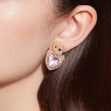 Paradise / Flocked Bear Head Heart Earring