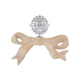 New Material / Wooden Bow Gemstone Earring