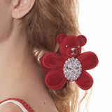 Paradise / Flocked Bear Gemstone Flower Hair Tie