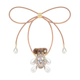 Paradise / Pearl Limbs Bear Leather Chain Necklace