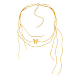Ripple / Butterfly Long Tassel Clavicle Chain