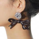 New Material / Wooden Bow Gemstone Earring