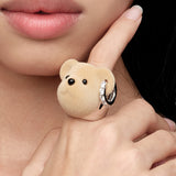 Paradise / Flocked Bear Head Ring