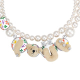 Paradise / LOVE Bear Pearl Double Layer Necklace