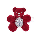 Paradise / Flocked Bear Gemstone Flower Hair Clip