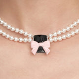 YVMIN X SHUSHUTONG / Square Bowknot Pearl Necklace