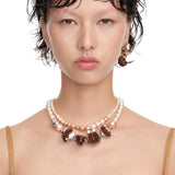 Paradise / LOVE Bear Pearl Double Layer Necklace