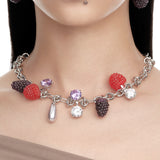 Paradise / Berries Gemstone Lock Necklace