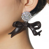 New Material / Wooden Bow Gemstone Earring