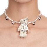 Paradise / Long Hair Bear Flowers Pendant Necklace