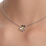 Ripple / Heart Shaped Flower Pendant Necklace