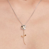 Ripple / Square Flower Branch Pendant Necklace