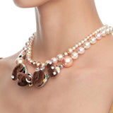 Paradise / LOVE Bear Pearl Double Layer Necklace