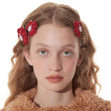 Paradise / Flocked Bear Gemstone Flower Hair Clip