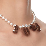 Paradise / LOVE Bear Pearl Necklace